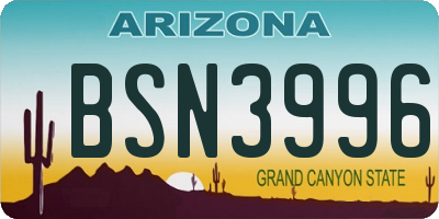 AZ license plate BSN3996