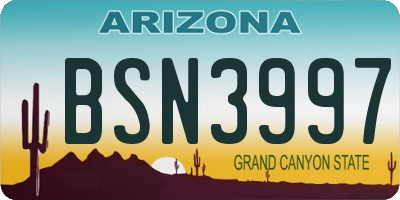 AZ license plate BSN3997