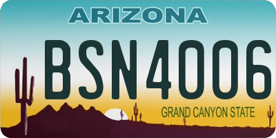 AZ license plate BSN4006