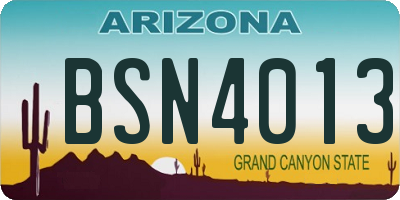 AZ license plate BSN4013
