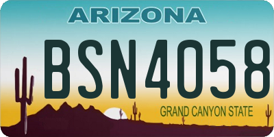 AZ license plate BSN4058