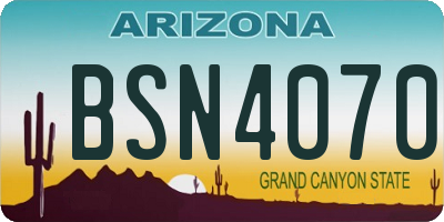 AZ license plate BSN4070
