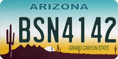AZ license plate BSN4142