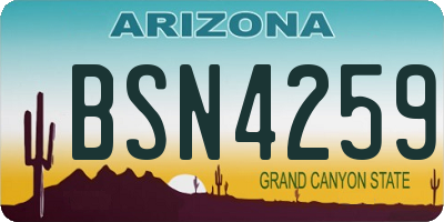 AZ license plate BSN4259