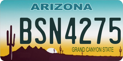 AZ license plate BSN4275