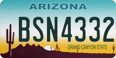 AZ license plate BSN4332