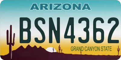 AZ license plate BSN4362