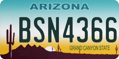 AZ license plate BSN4366