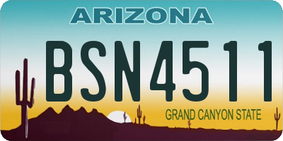 AZ license plate BSN4511
