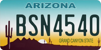 AZ license plate BSN4540