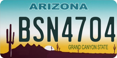 AZ license plate BSN4704
