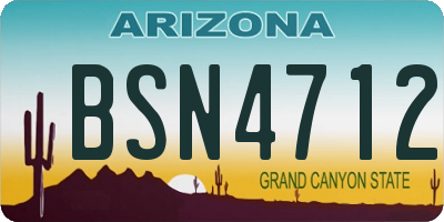 AZ license plate BSN4712
