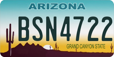 AZ license plate BSN4722