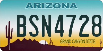 AZ license plate BSN4728