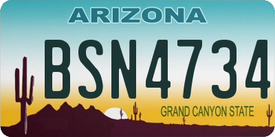 AZ license plate BSN4734