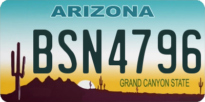 AZ license plate BSN4796