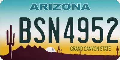 AZ license plate BSN4952