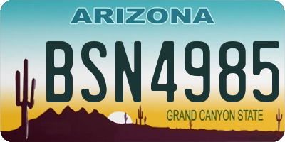 AZ license plate BSN4985