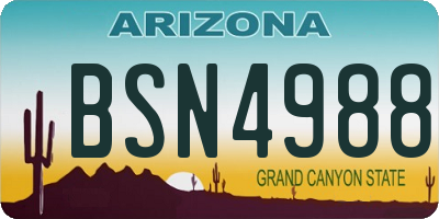 AZ license plate BSN4988