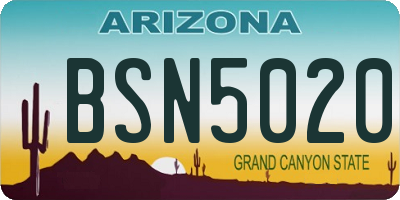 AZ license plate BSN5020