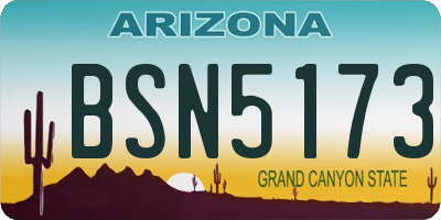 AZ license plate BSN5173