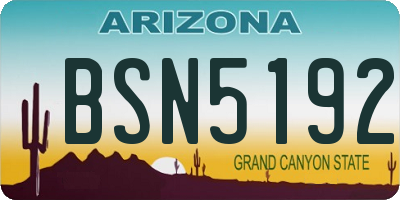 AZ license plate BSN5192