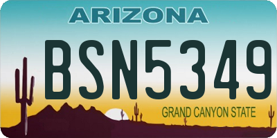 AZ license plate BSN5349