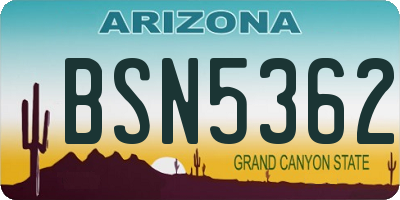 AZ license plate BSN5362