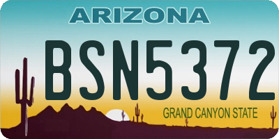 AZ license plate BSN5372