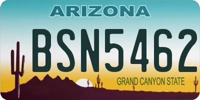 AZ license plate BSN5462