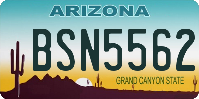 AZ license plate BSN5562