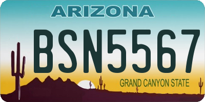 AZ license plate BSN5567