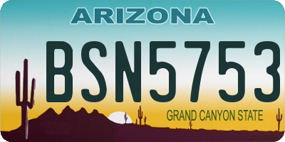 AZ license plate BSN5753