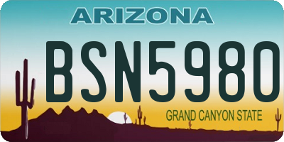 AZ license plate BSN5980