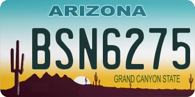 AZ license plate BSN6275
