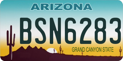 AZ license plate BSN6283