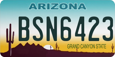 AZ license plate BSN6423