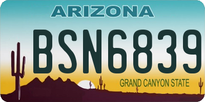 AZ license plate BSN6839