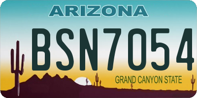 AZ license plate BSN7054