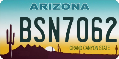 AZ license plate BSN7062