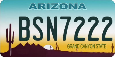 AZ license plate BSN7222