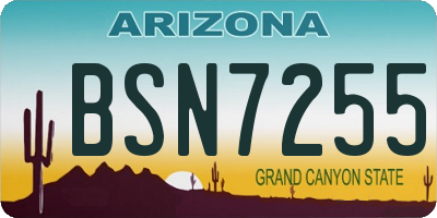 AZ license plate BSN7255