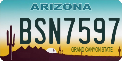 AZ license plate BSN7597