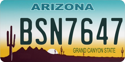 AZ license plate BSN7647