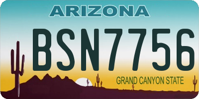 AZ license plate BSN7756