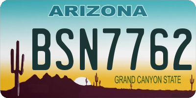 AZ license plate BSN7762