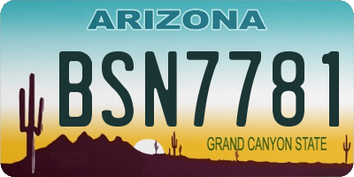 AZ license plate BSN7781