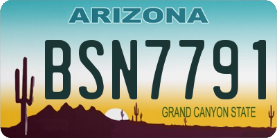 AZ license plate BSN7791