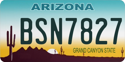 AZ license plate BSN7827