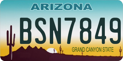 AZ license plate BSN7849